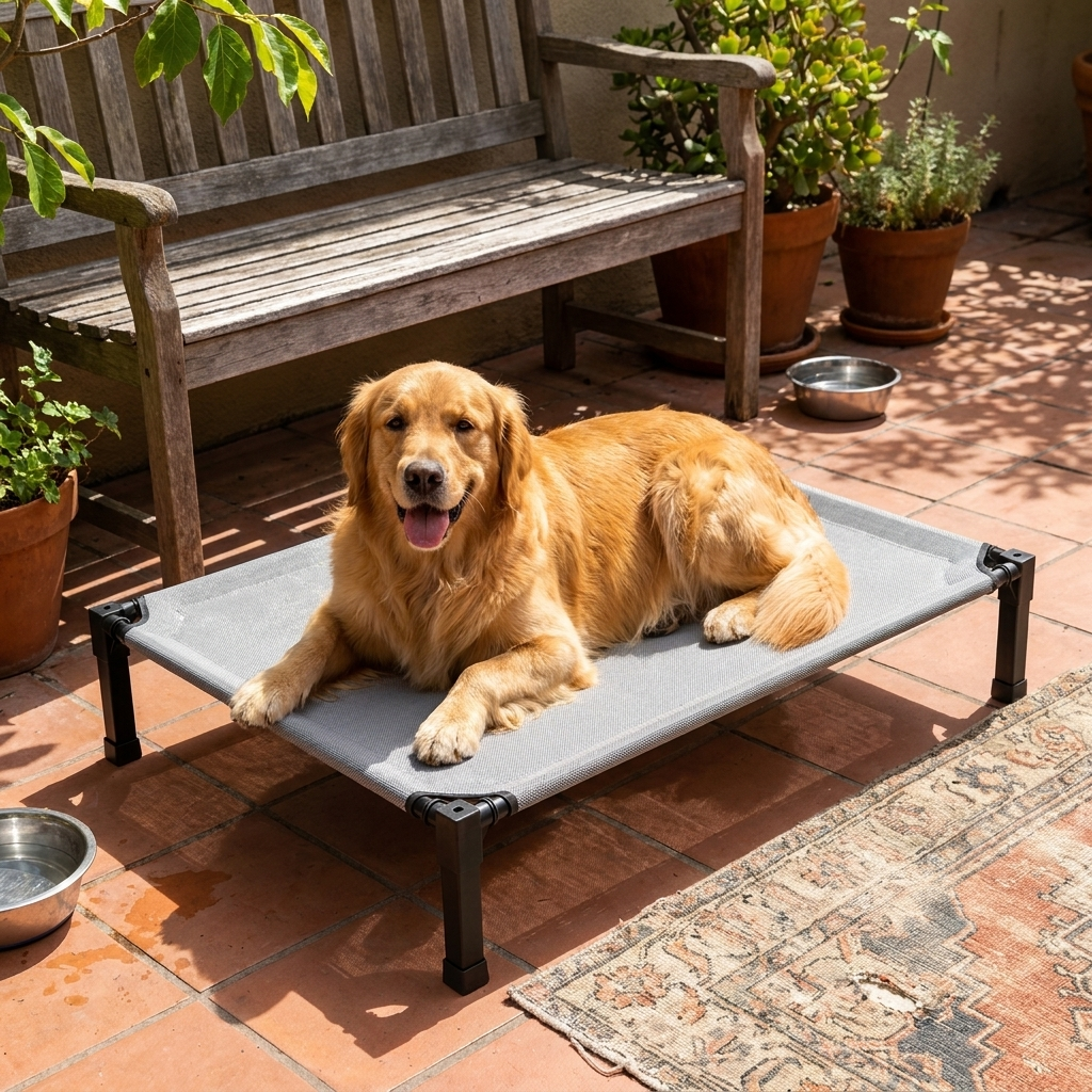 ScritchPets Elevated Cooling Dog Bed lifestyle image