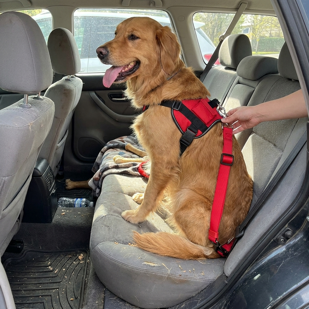 ScritchPets Adjustable Dog Car Seat Belt lifestyle image