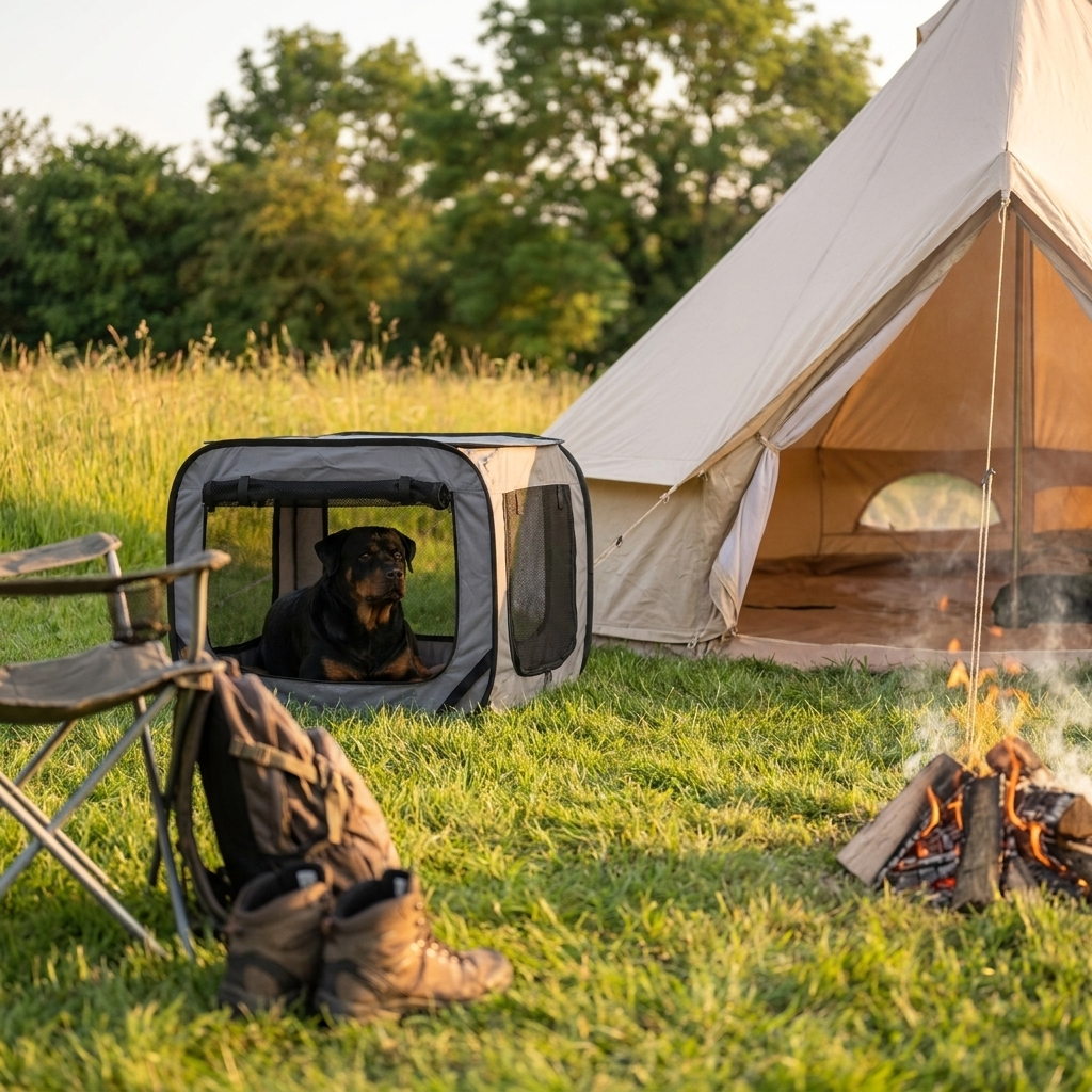 ScritchPets Portable Camping Dog Crate lifestyle image