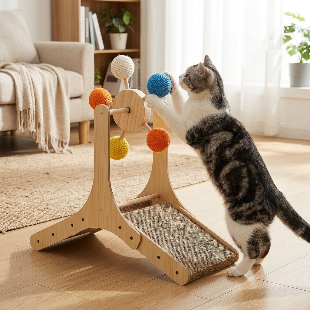 ScritchPets Wooden Cat Scratch Spinner