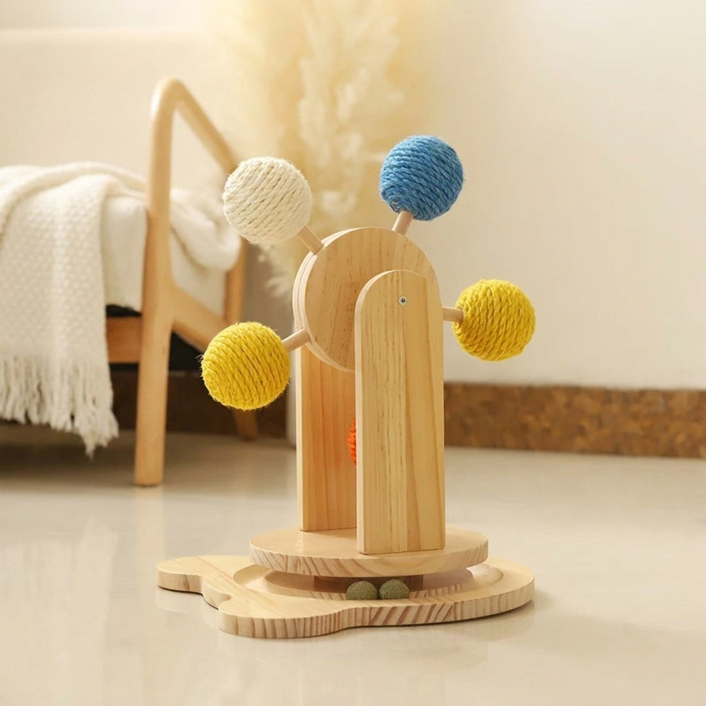 ScritchPets Wooden Cat Scratch Spinner