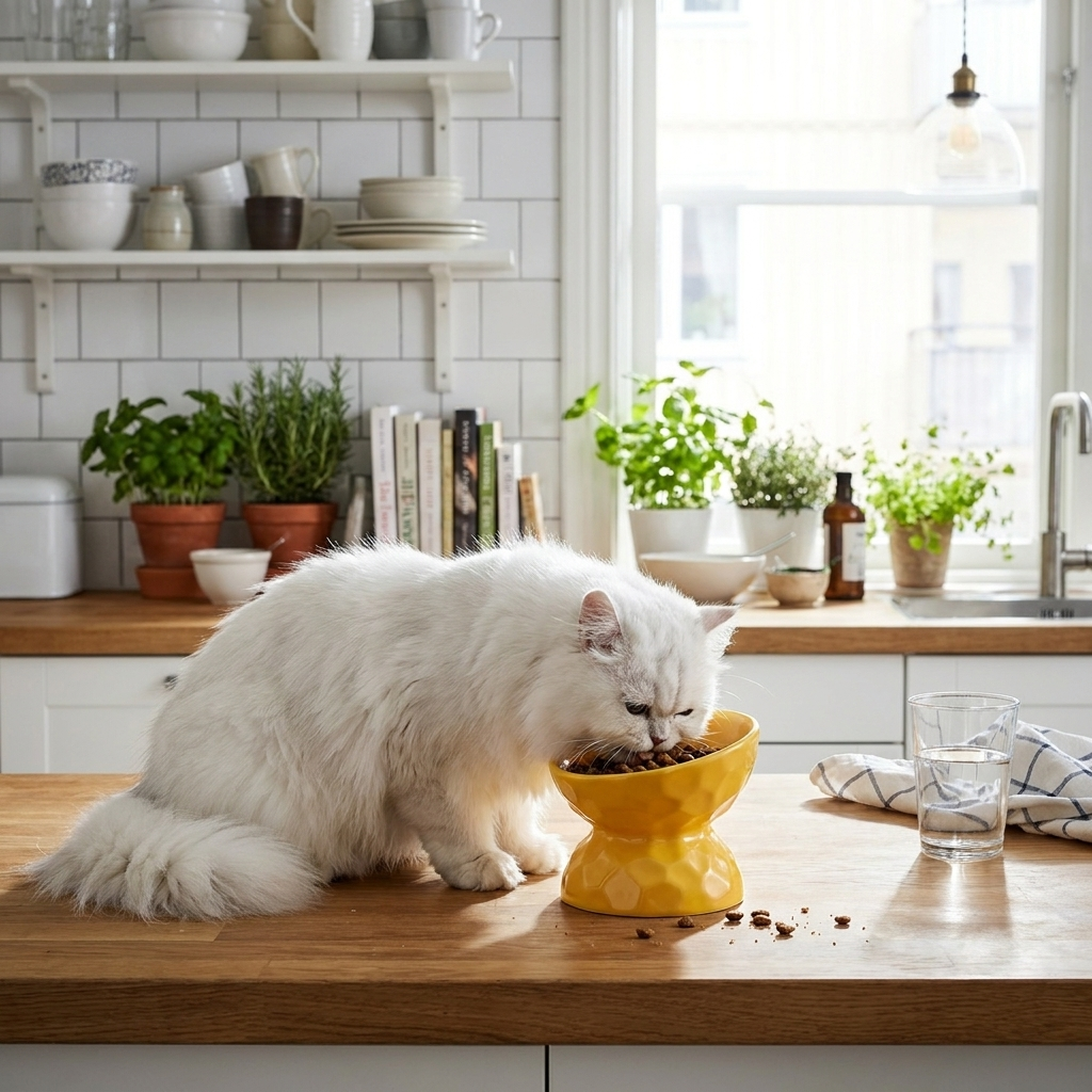 ScritchPets Tilted Ceramic Cat Bowl