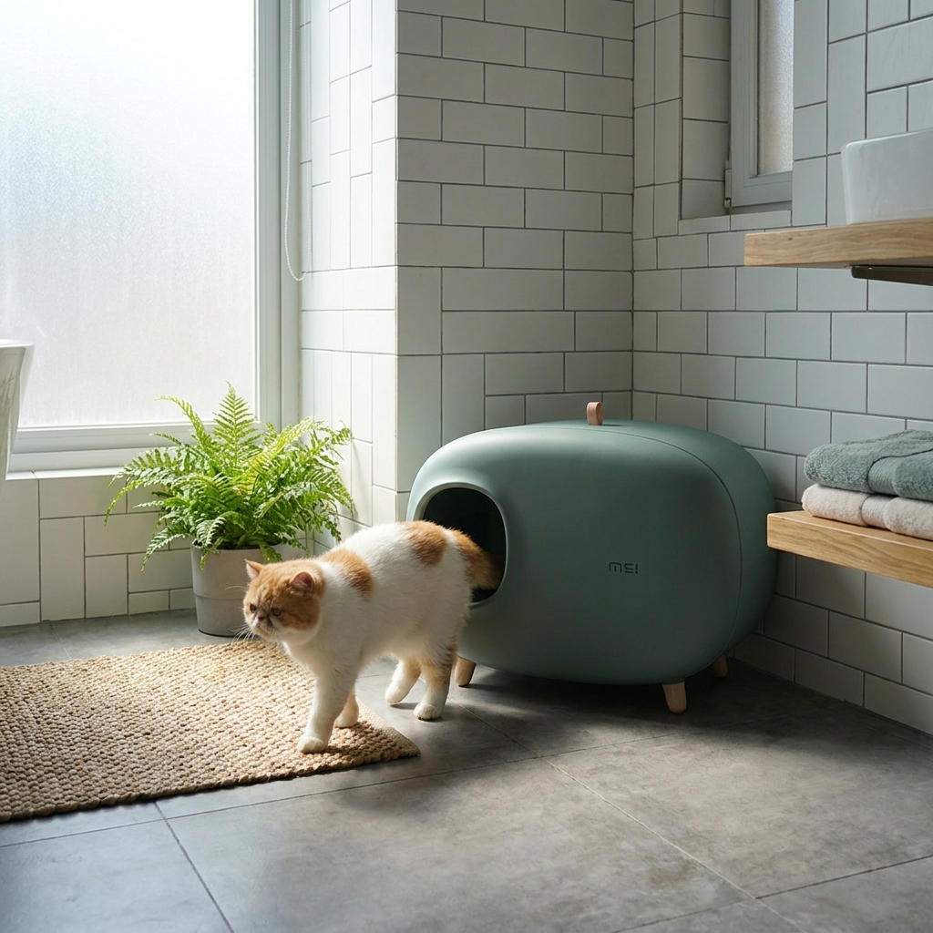 ScritchPets Enclosed Cat Litter Tray