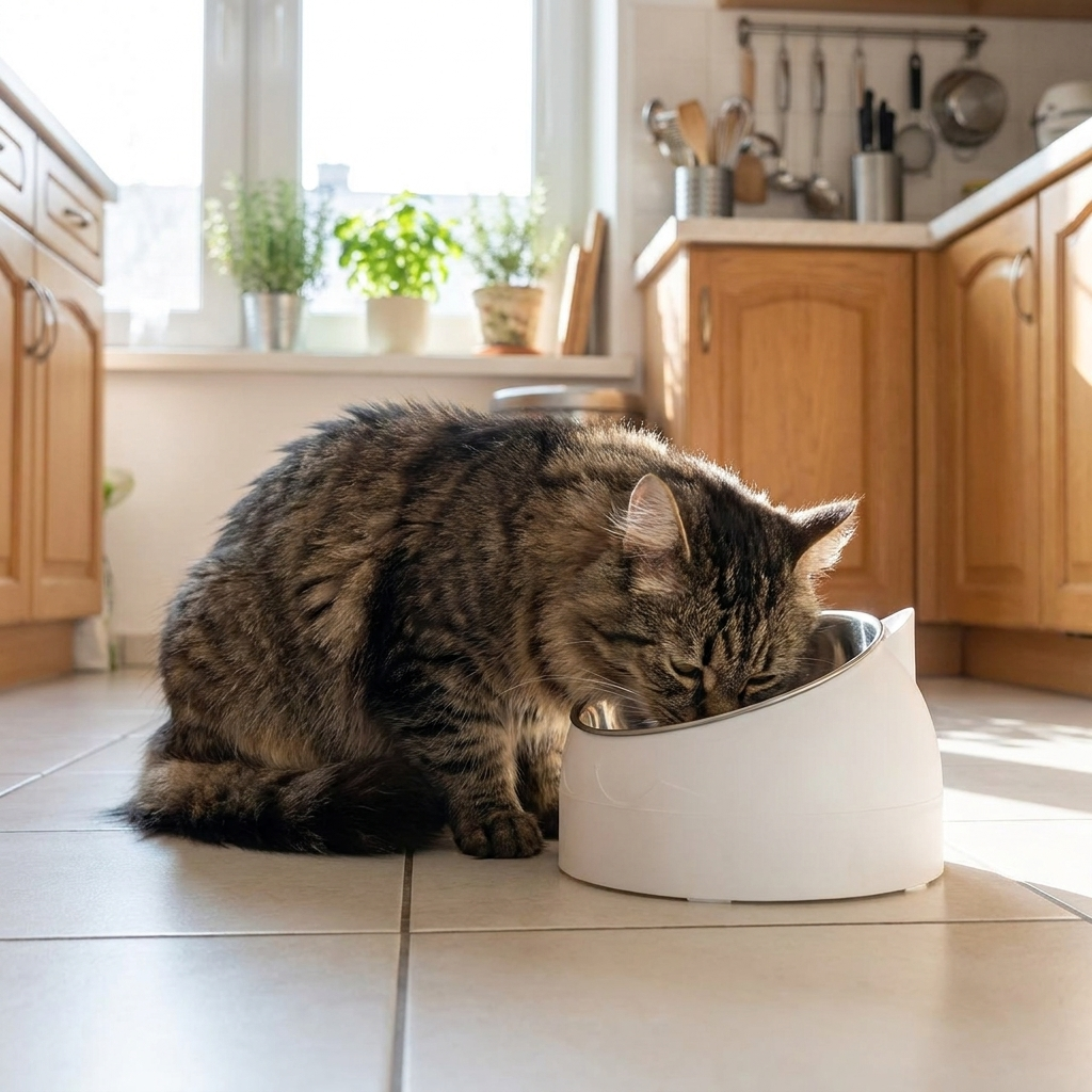 ScritchPets Tilted Stainless Steel Cat Bowl