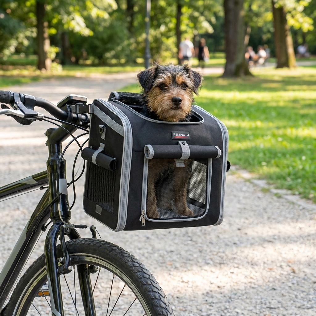ScritchPets Expandable Dog Bike Basket Carrier
