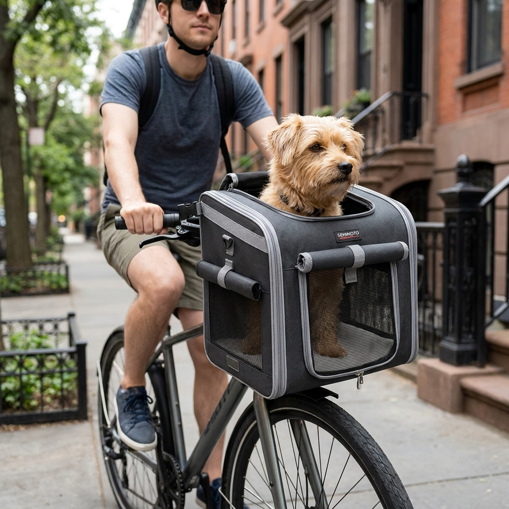 ScritchPets Expandable Dog Bike Basket Carrier