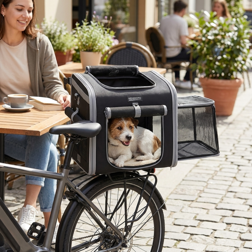 ScritchPets Expandable Dog Bike Basket Carrier