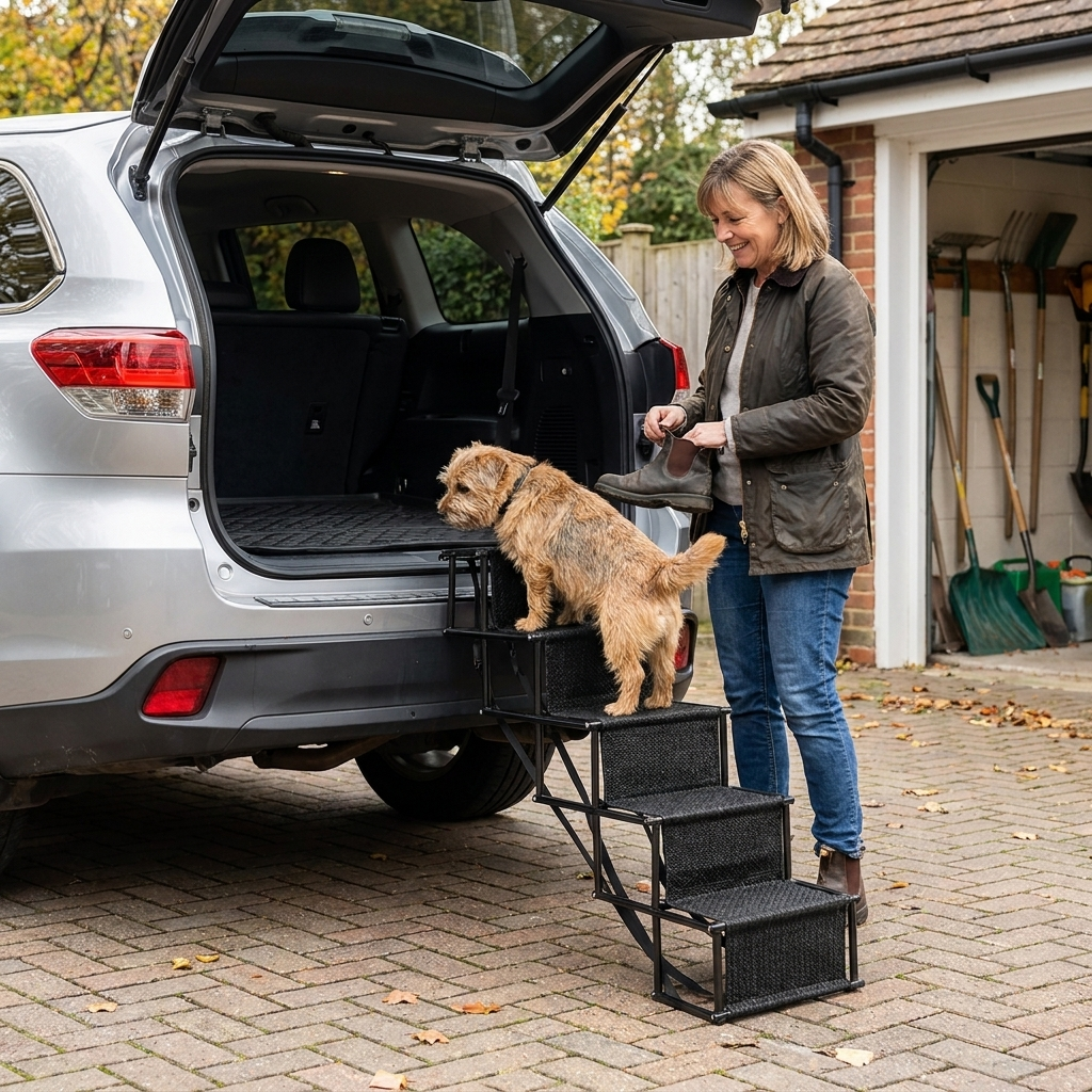 Foldable Dog Car Stairs lifestyle