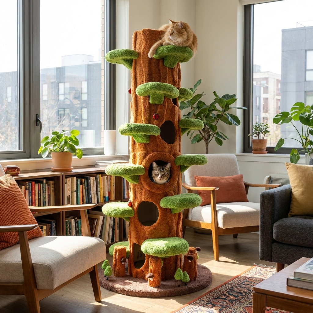Solid Wood Cat Climbing Tree lifestyle