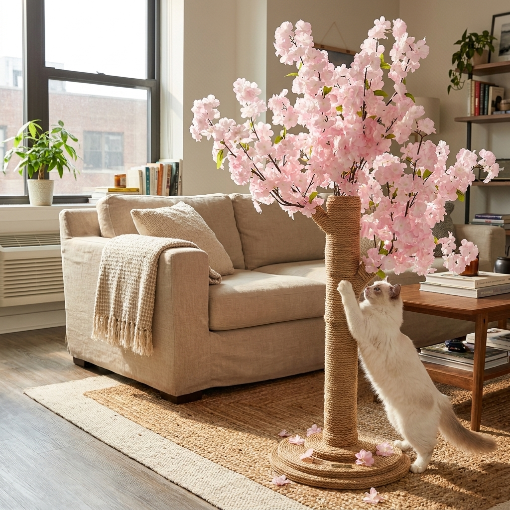 Cherry Blossom Cat Scratch Post lifestyle