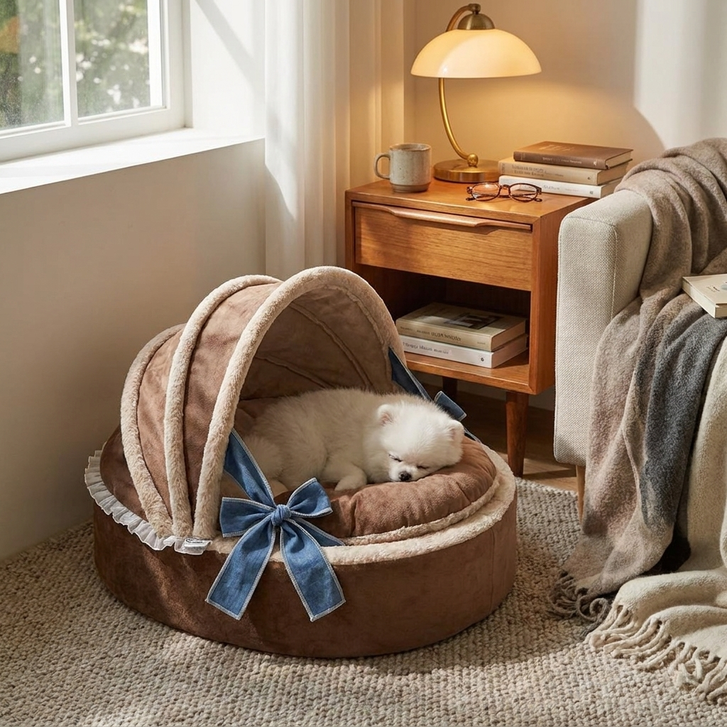 Plush Pet Cradle Bed lifestyle
