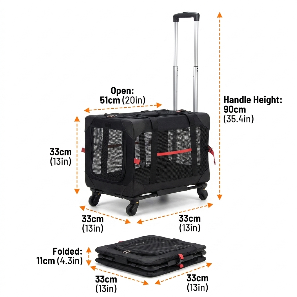Pet Travel Trolley Carrier size guide