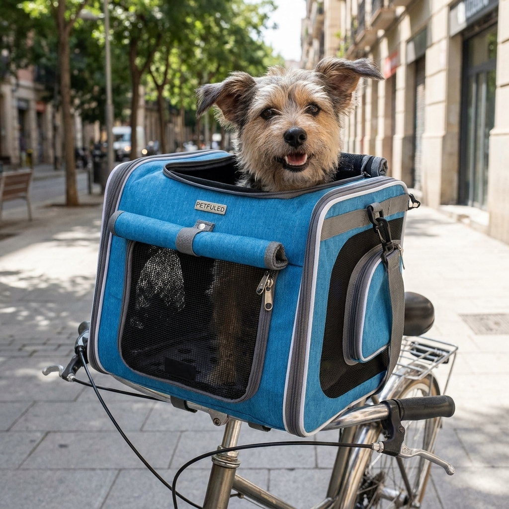 ScritchPets Expandable Dog Bike Basket Carrier