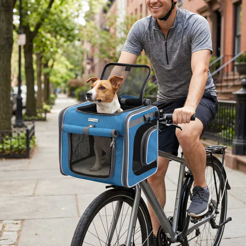 ScritchPets Expandable Dog Bike Basket Carrier