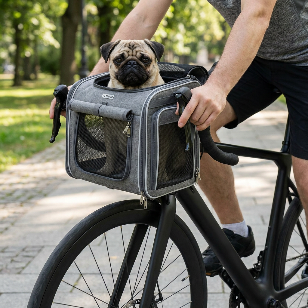 ScritchPets Expandable Dog Bike Basket Carrier