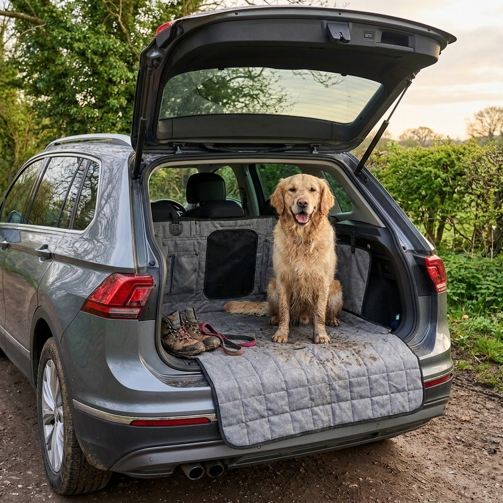 ScritchPets Waterproof Dog Car Seat Cover in use