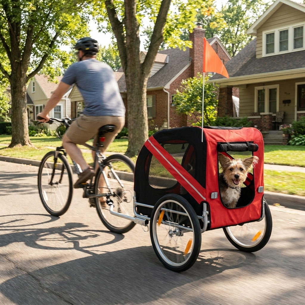 ScritchPets Dog Bike Trailer in use