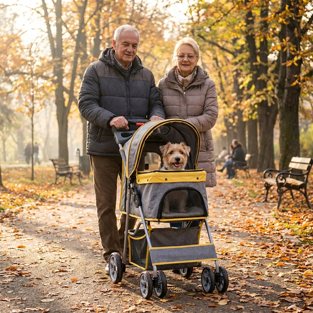 ScritchPets 2 in 1 Convertible Pet Stroller and Car Seat in use