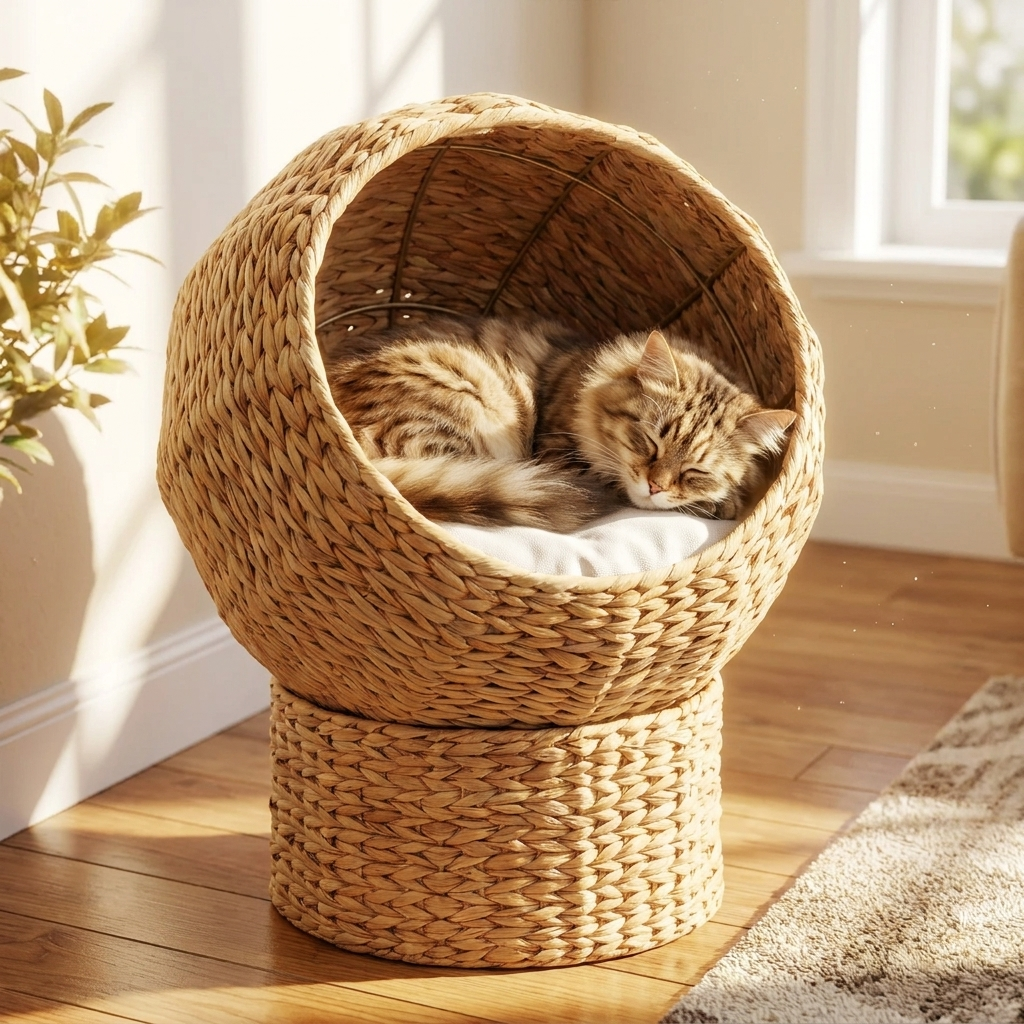 ScritchPets Woven Seagrass Cat Basket