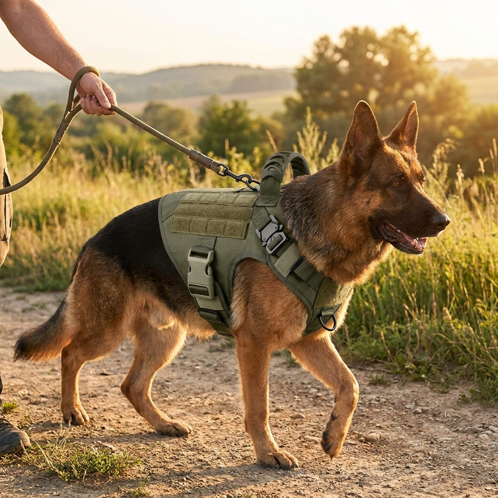 ScritchPets Heavy Duty Tactical Dog Harness in use