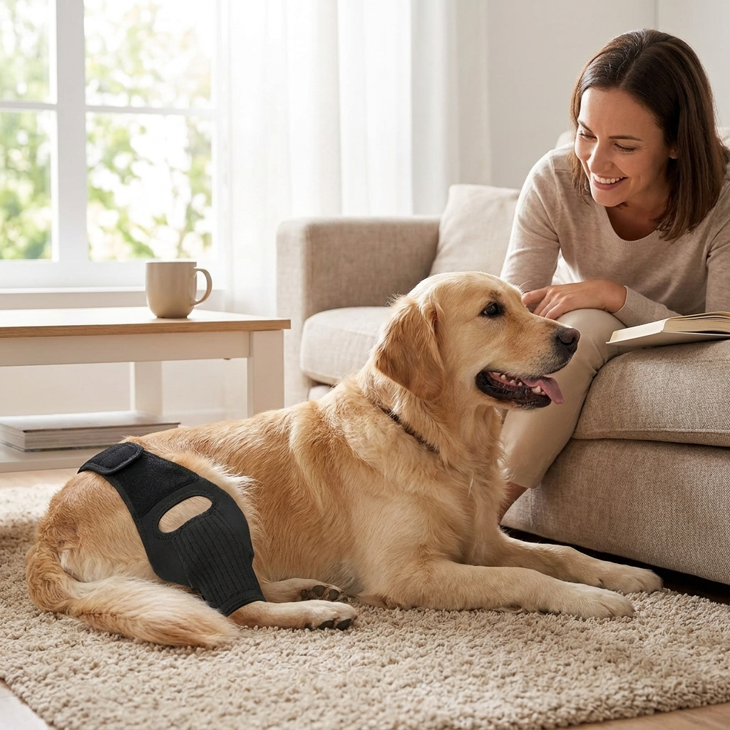 ScritchPets Everyday Dog Leg Support Wrap in use