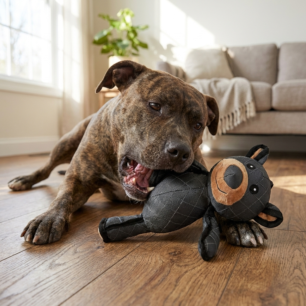 ScritchPets ToughBear 2 Chew Toy in use