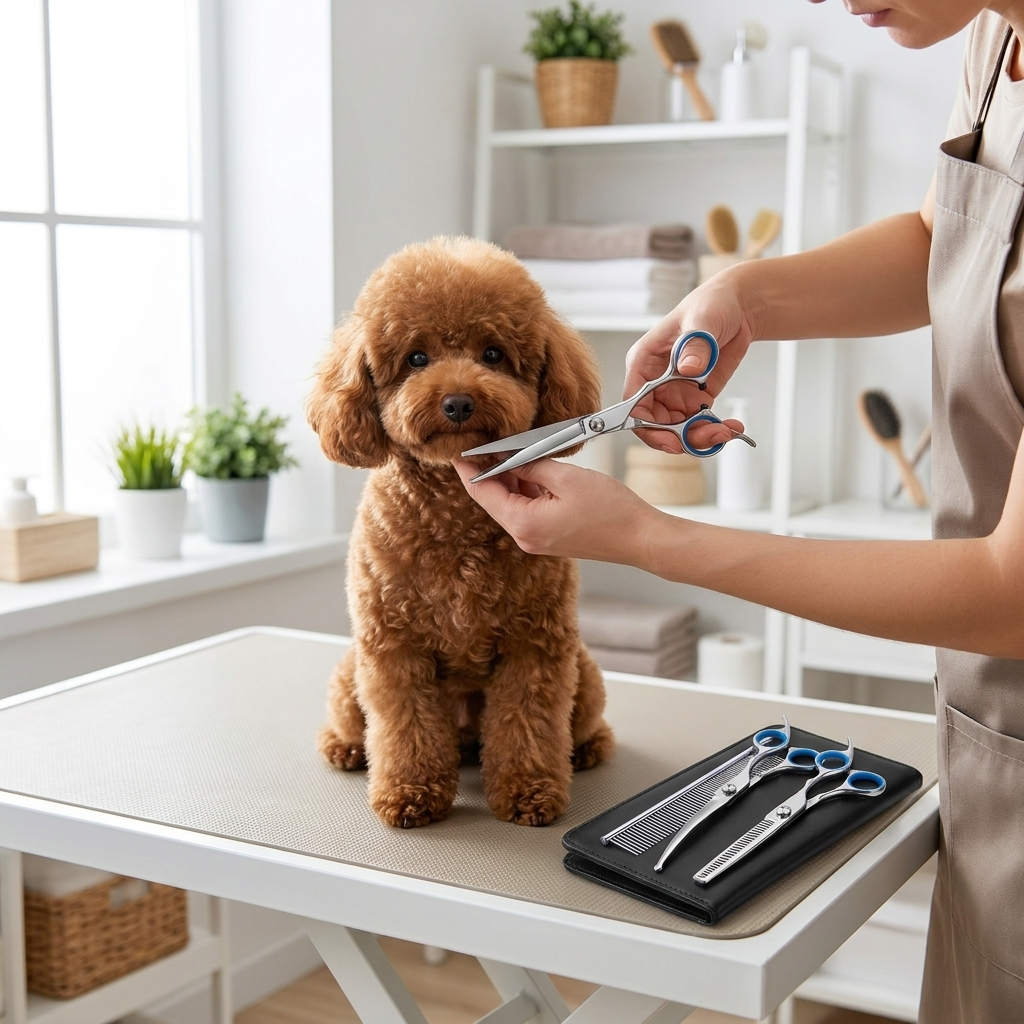 ScritchPets Dog Grooming Scissors Set in use