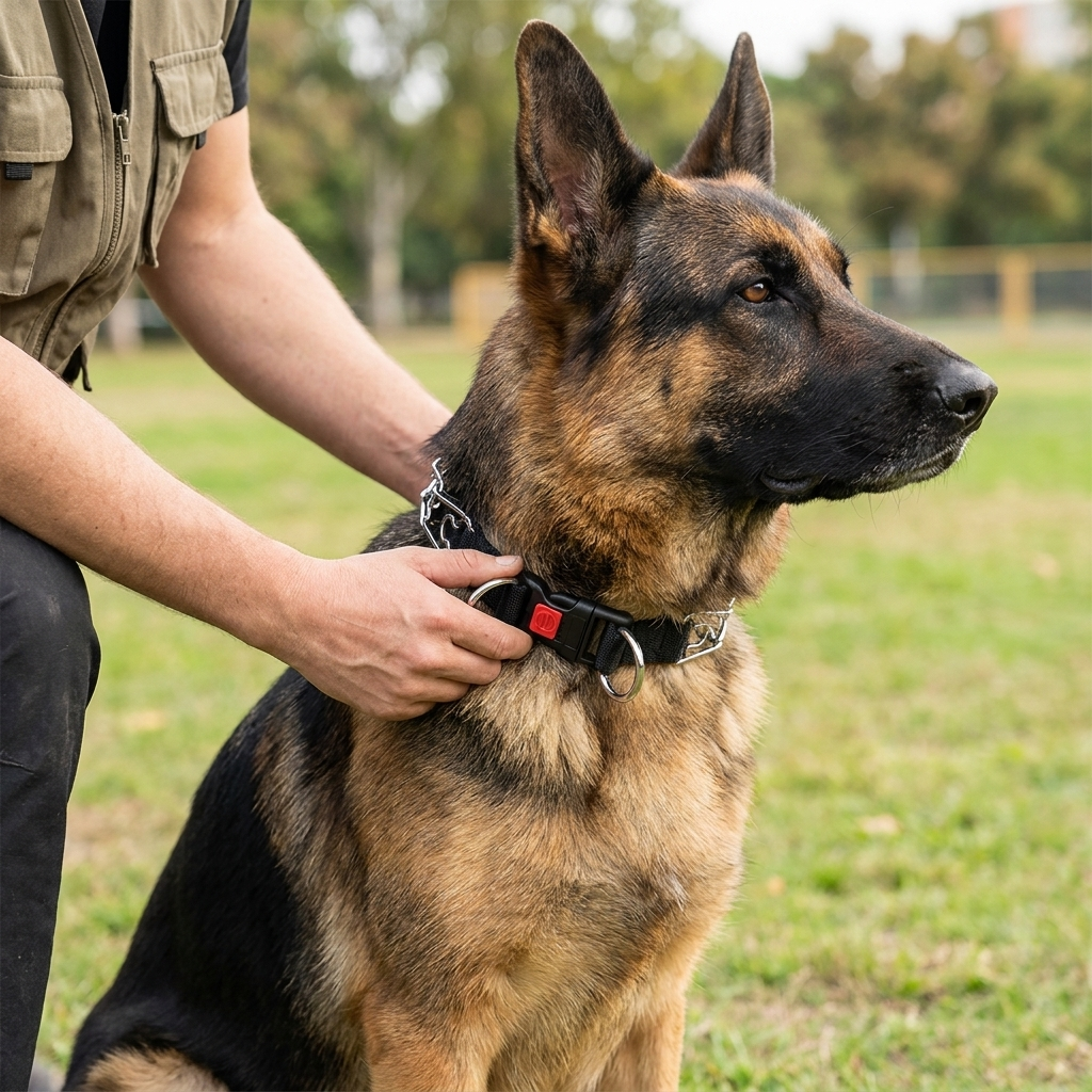 ScritchPets Prong Training Collar with Comfort Tips in use