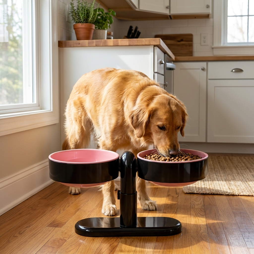 ScritchPets Elevated Double Dog Feeder
