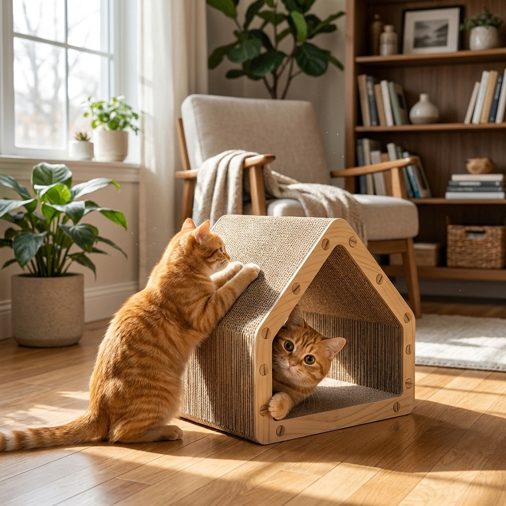 ScritchPets Cat Scratching House Hideaway
