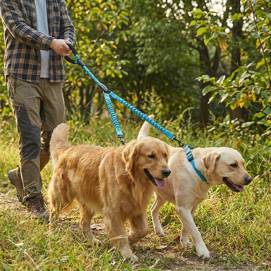 ScritchPets Double Dog Lead with Swivel