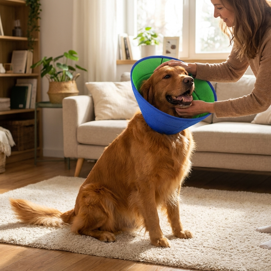 ScritchPets Soft Recovery Collar on a dog