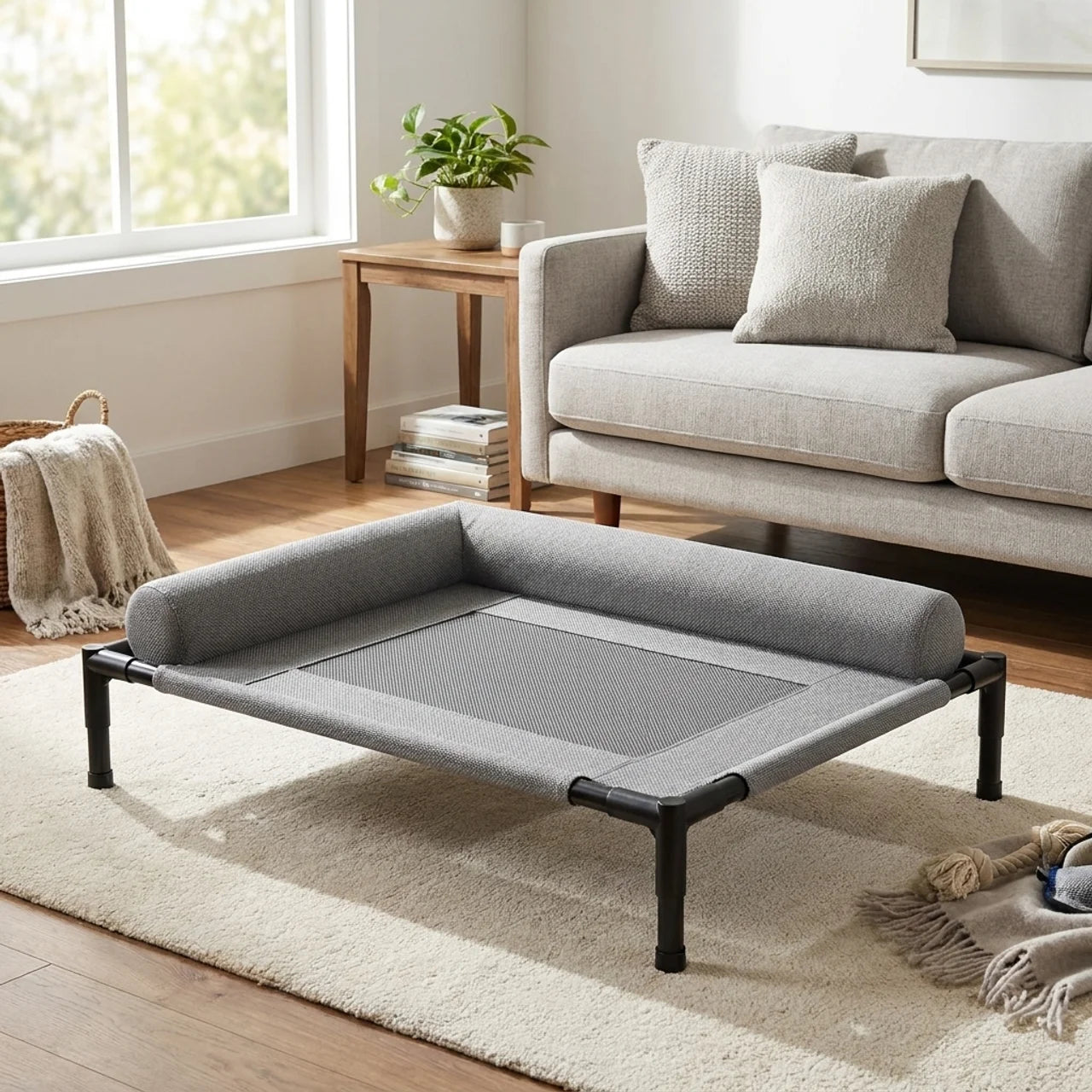 ScritchPets Raised Dog Cooling Sofa Bed with Bolster