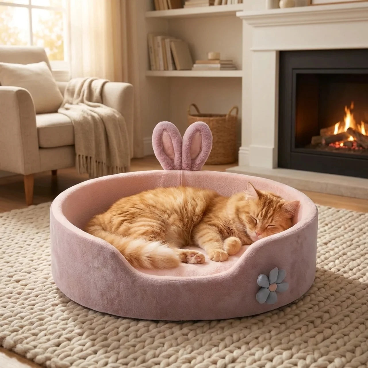ScritchPets Warm Fleece Pet Bed for Small Dogs and Cats