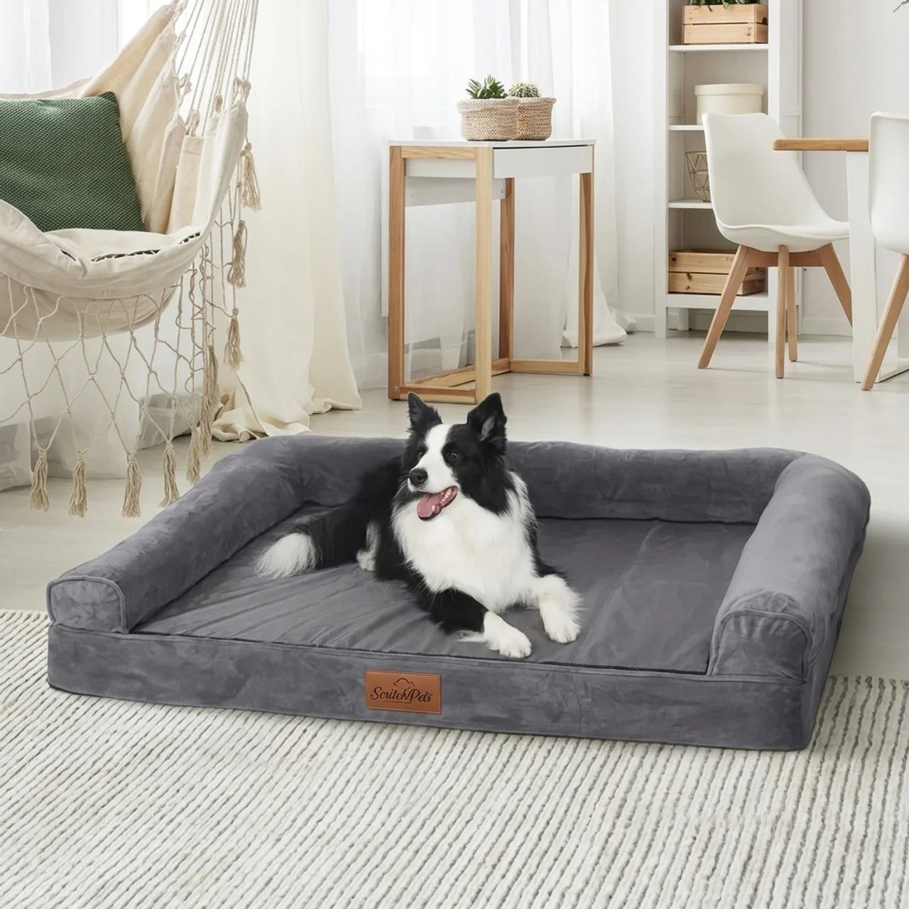 ScritchPets Extra Large Foam Dog Bed with Washable Cover