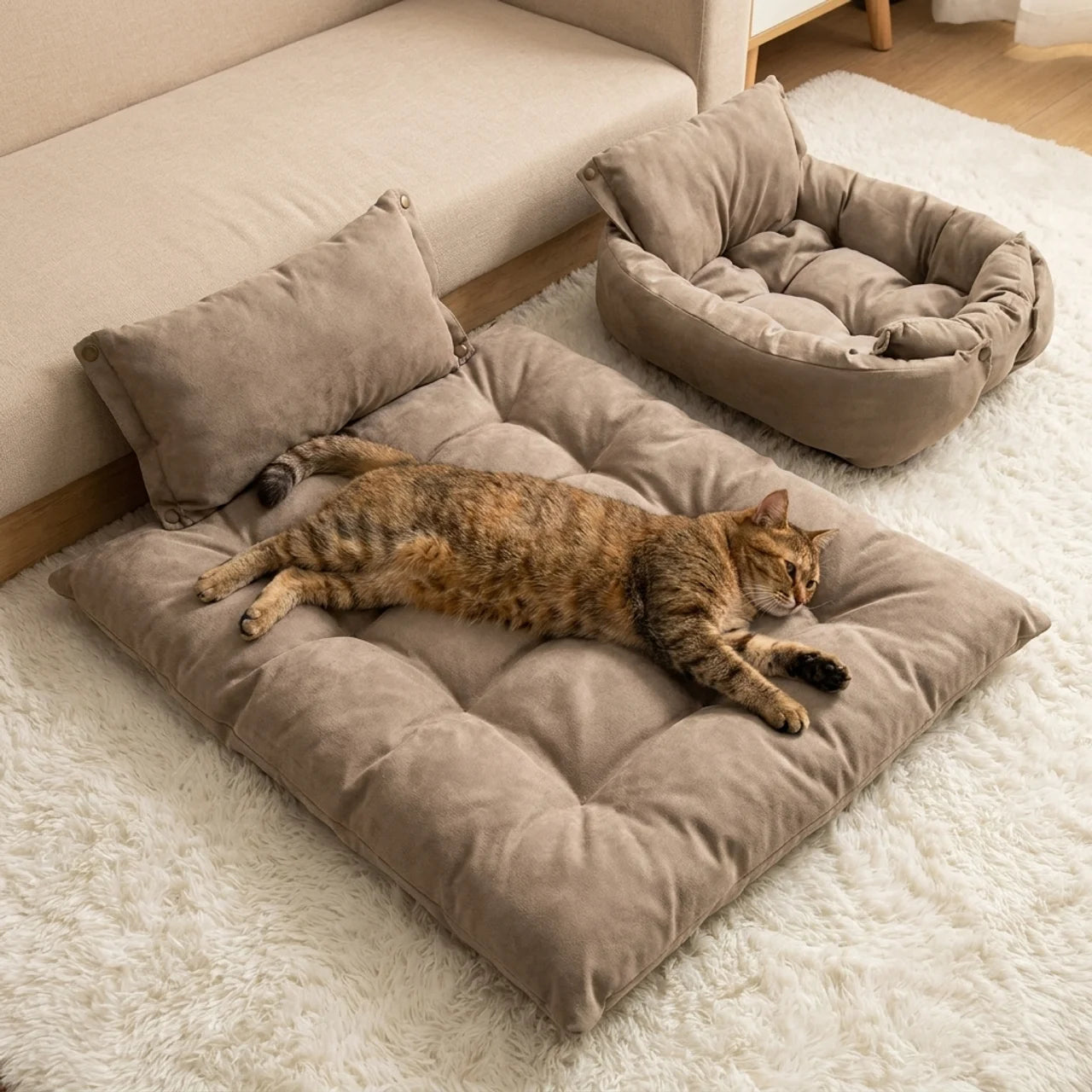 ScritchPets Washable 3 in 1 Nest Mat Sofa with Cushion