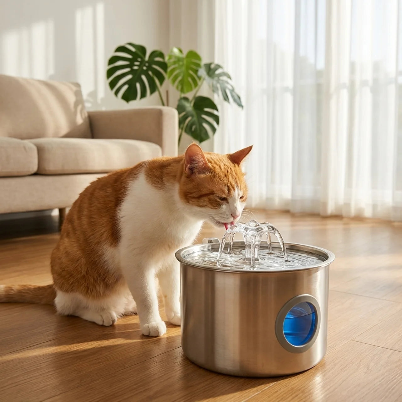 ScritchPets Stainless Steel Cat Water Fountain