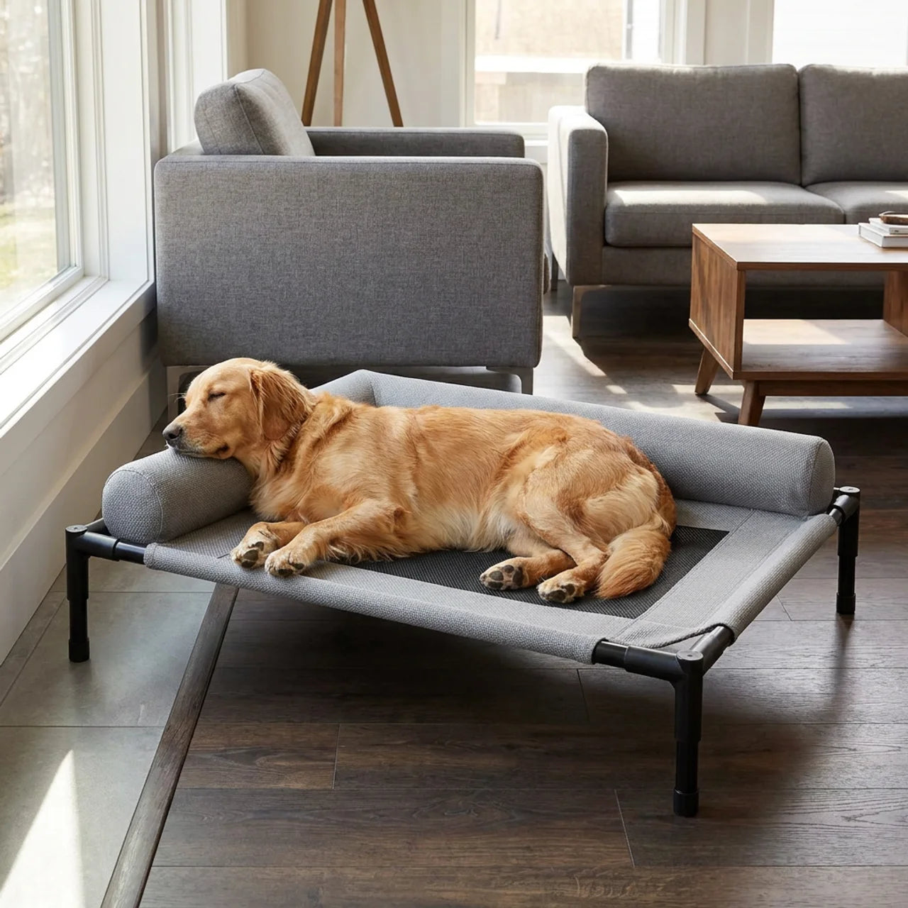 ScritchPets Raised Dog Cooling Sofa Bed with Bolster