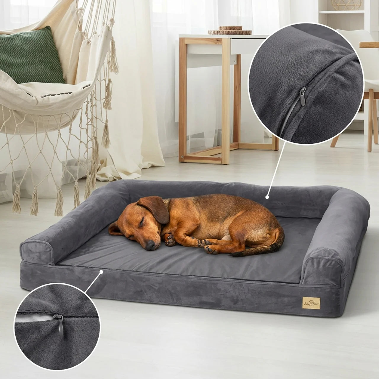ScritchPets Extra Large Foam Dog Bed with Washable Cover