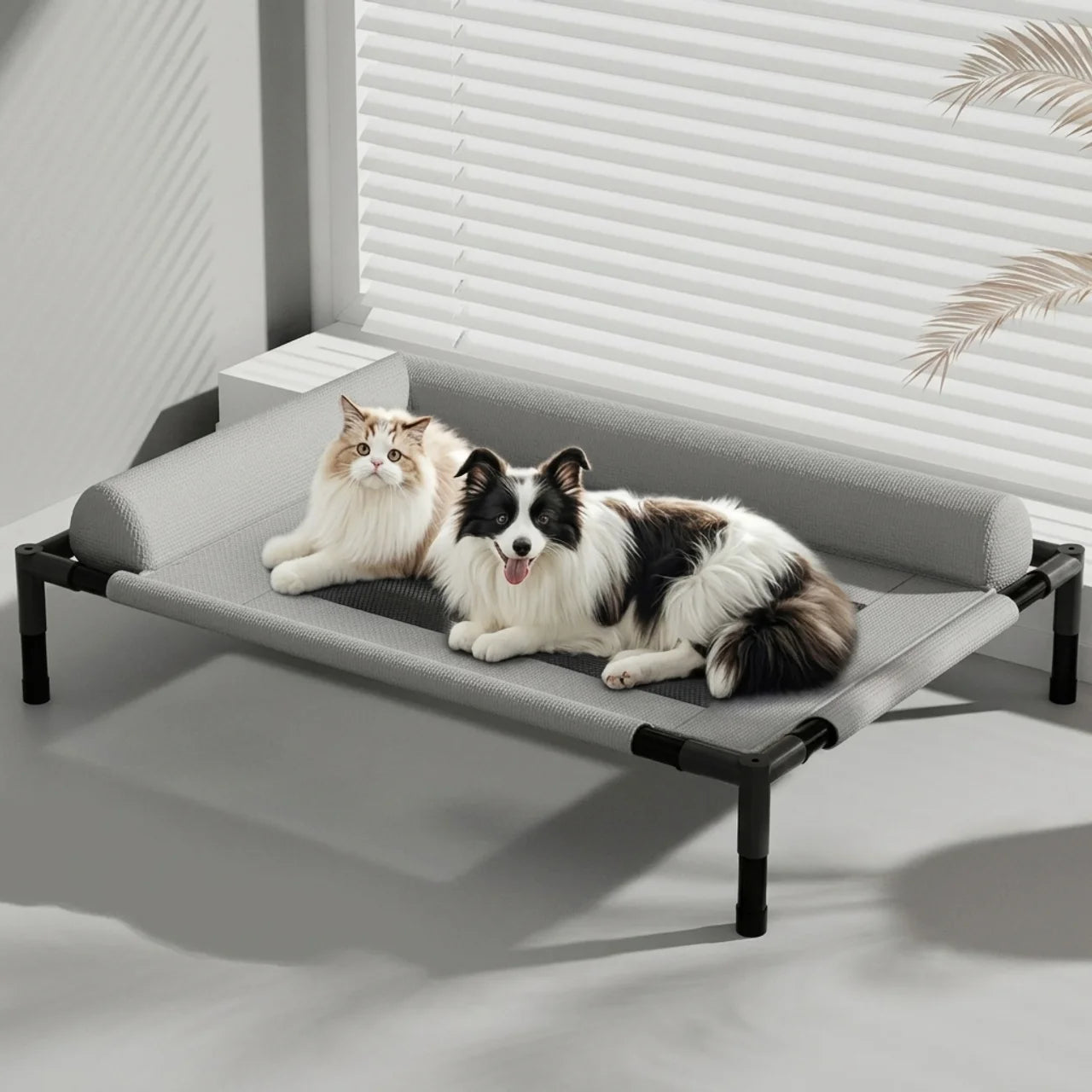 ScritchPets Raised Dog Cooling Sofa Bed with Bolster