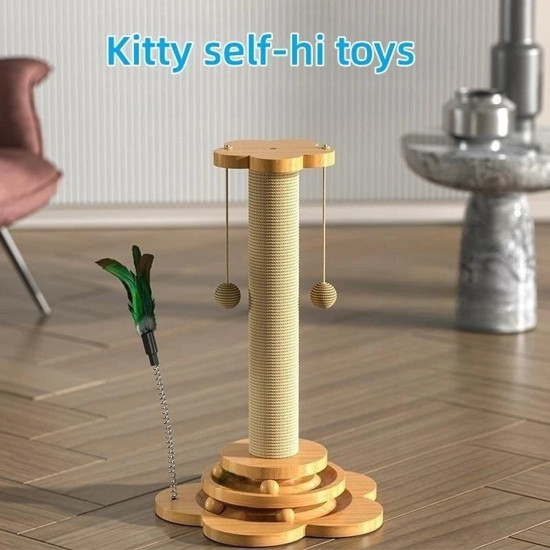 ScritchPets Wooden Cat Scratching Post