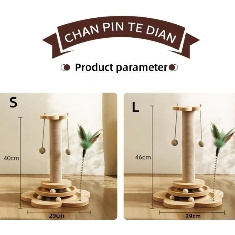 ScritchPets Wooden Cat Scratching Post