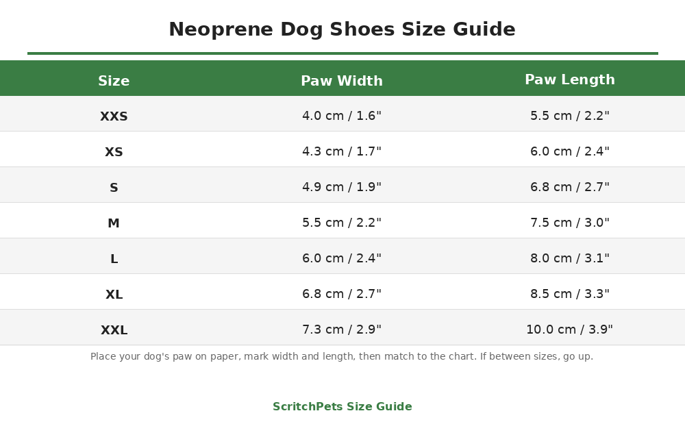 Size chart