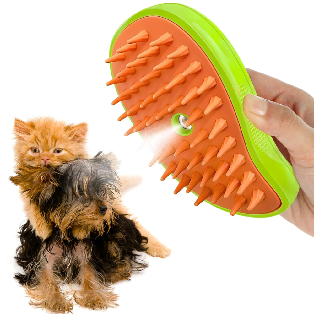 3 in 1 cat steam grooming brush shown from the side